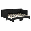 Lit gigogne en tissu noir avec matelas 90x190 cm