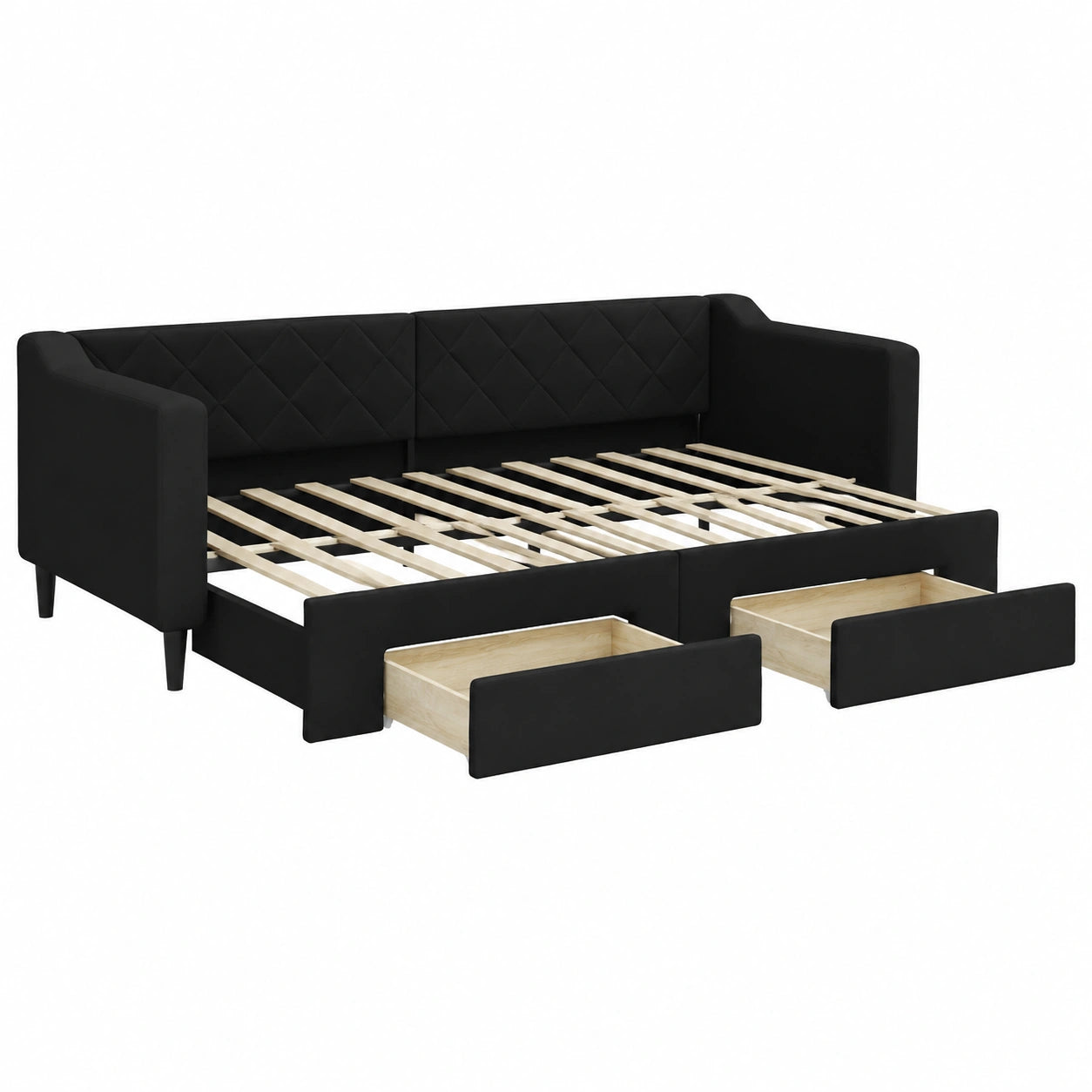 Lit de jour multifonctionnel avec rangement, canap¨¦-lit pratique, couleur noire, 80x200 cm