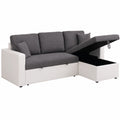 Canap¨¦ d'angle convertible r¨¦versible 3 places blanc et gris