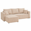 Canap¨¦ d'angle r¨¦versible en velours c?tel¨¦ - 4 places avec coffre
