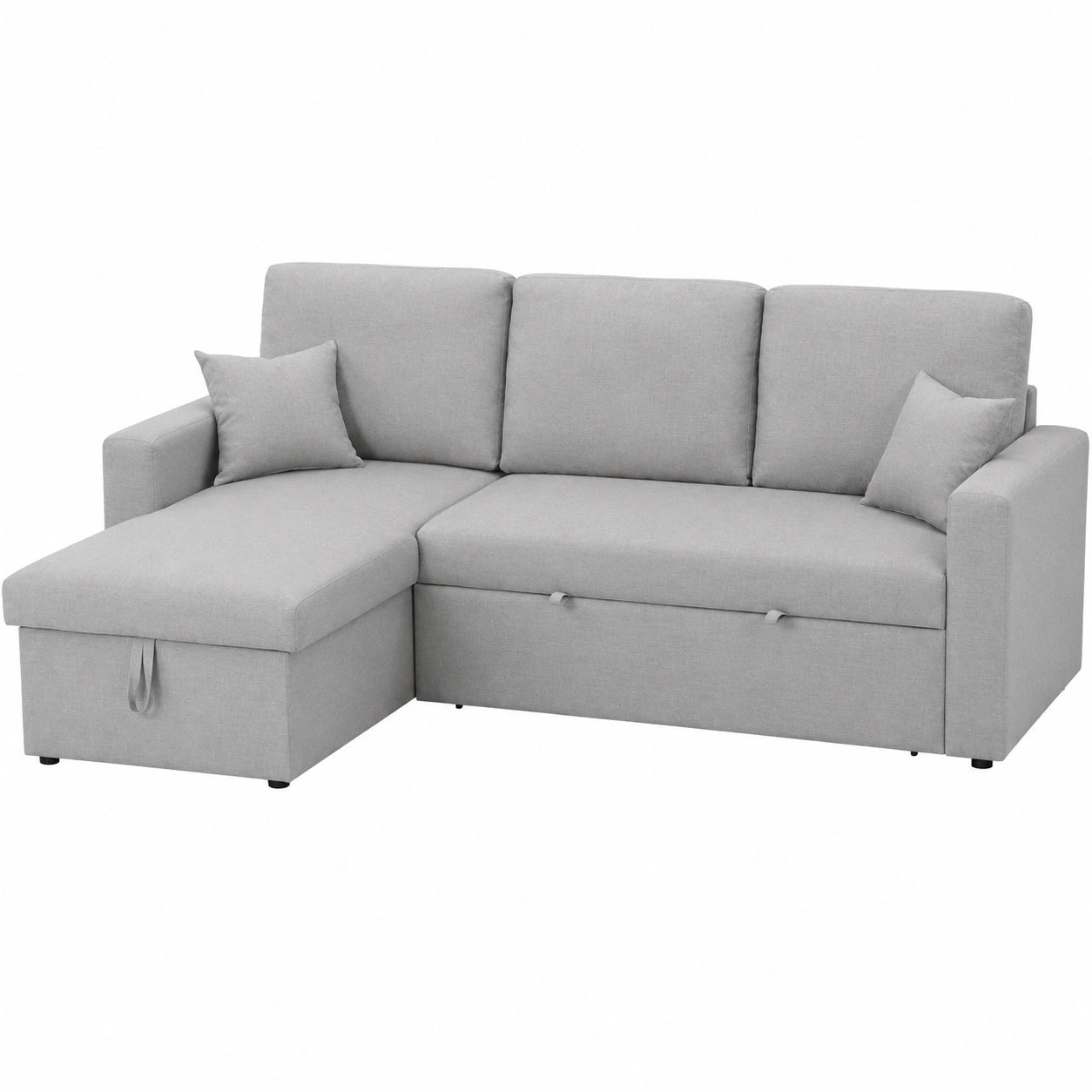 Canap¨¦ d'angle r¨¦versible convertible avec espace de rangement - 3 places - Gris clair