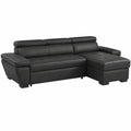Canap¨¦ d'angle convertible en cuir gris anthracite droit