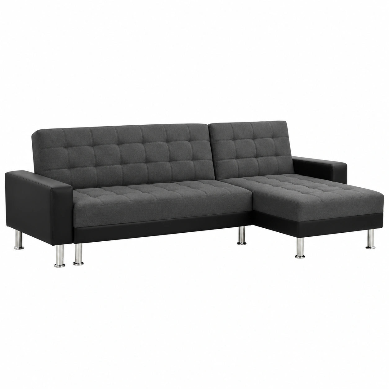 Canap¨¦ d'angle convertible r¨¦versible 4 places noir et gris moderne