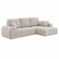 Canap¨¦ d'angle convertible en tissu chenille, 3 places, beige