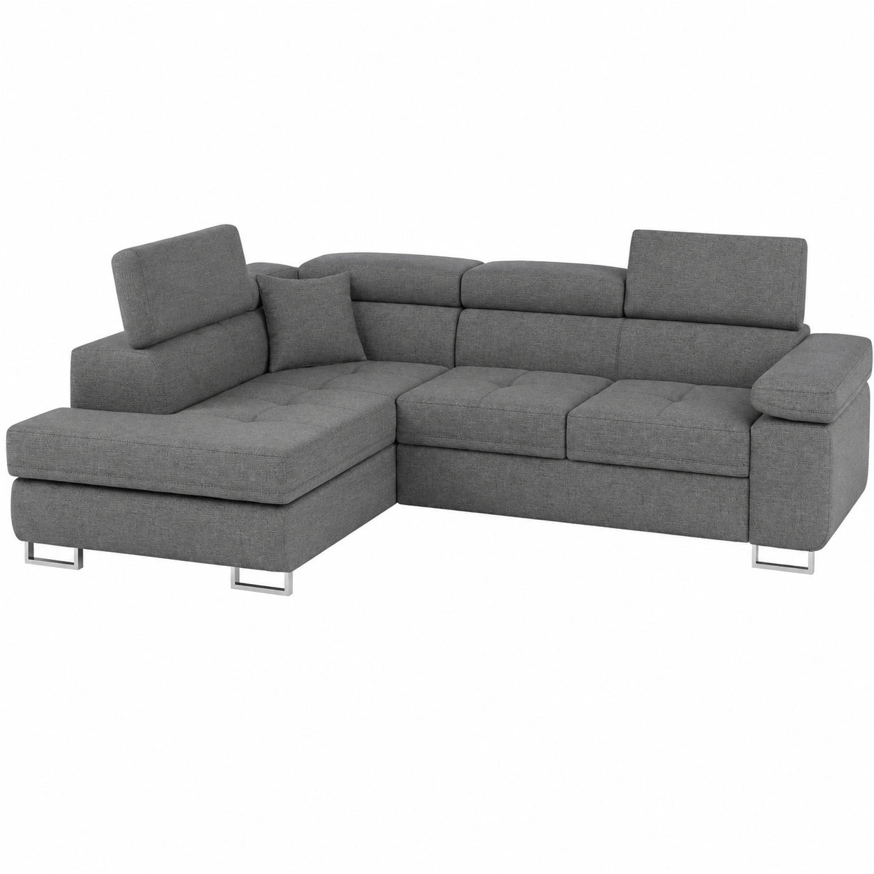 Canap¨¦ d'angle gauche convertible en tissu gris