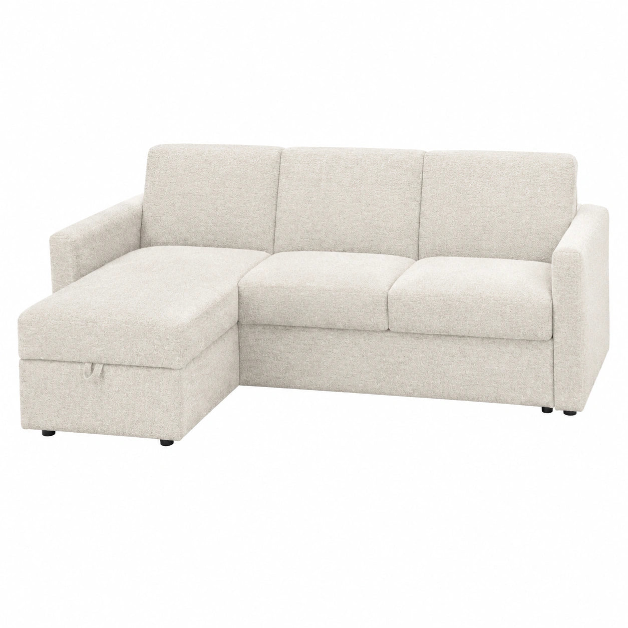 Canap¨¦ d'angle r¨¦versible convertible en tissu pour salon - 3 places - Beige