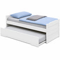 Lit gigogne fonctionnel avec tiroir 90 x 190 cm en bois massif blanc