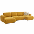 Grand canap¨¦ d'angle convertible tissu 6 places jaune
