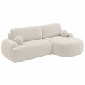 Canap¨¦ d'angle convertible en velours c?tel¨¦ avec espace de rangement - 265 cm (Beige)