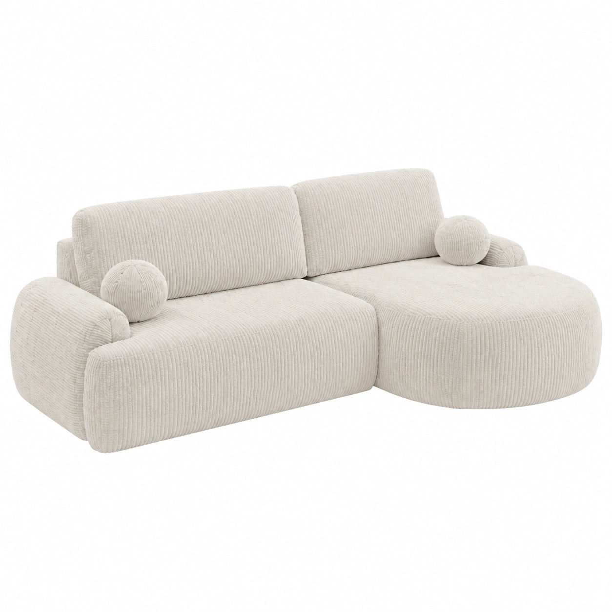 Canap¨¦ d'angle convertible en velours c?tel¨¦ avec espace de rangement - 265 cm (Beige)