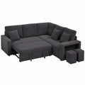 Canap¨¦ d'angle en L convertible avec fonction couchage, connexion USB et espace de rangement