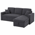 Canap¨¦ d'angle convertible en velours c?tel¨¦ - 3 places - Gris
