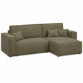 Canap¨¦ d'angle convertible r¨¦versible 4 places avec coffre de rangement en velours c?tel¨¦ vert