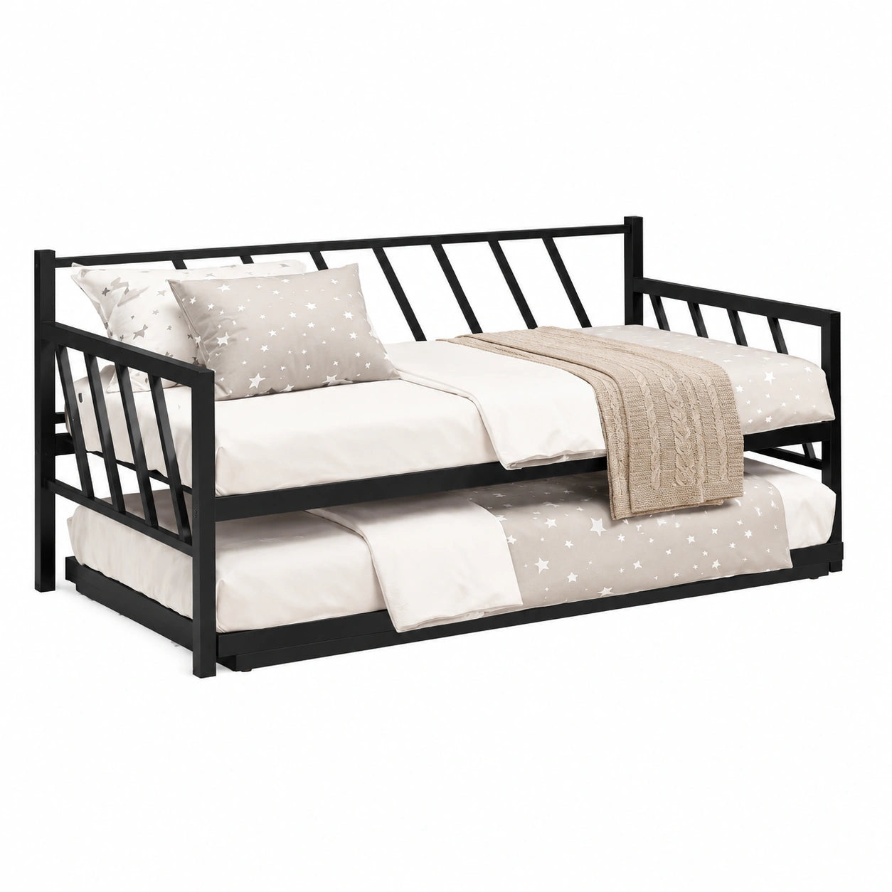 Lit Banquette en M¨¦tal Noir pour Chambre 90 x 190 cm