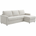 Canap¨¦ d'angle convertible en tissu beige avec couchage 140 cm