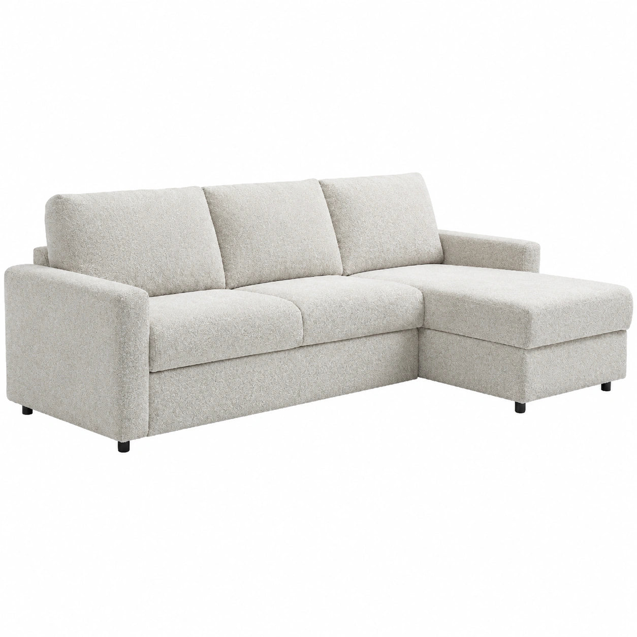 Canap¨¦ d'angle convertible en tissu beige avec couchage 140 cm