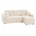 Canap¨¦ d'angle convertible en velours c?tel¨¦ 4 places - 235 cm Beige