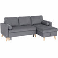 Canap¨¦ d'angle convertible 3 places en velours gris avec coffre