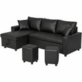 Canap¨¦ d'angle r¨¦versible 3 places avec rangement et poufs