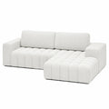 Canap¨¦ d'angle convertible droit en tissu bouclette blanc