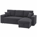 Canap¨¦ d'angle convertible r¨¦versible en velours c?tel¨¦ 3 places gris