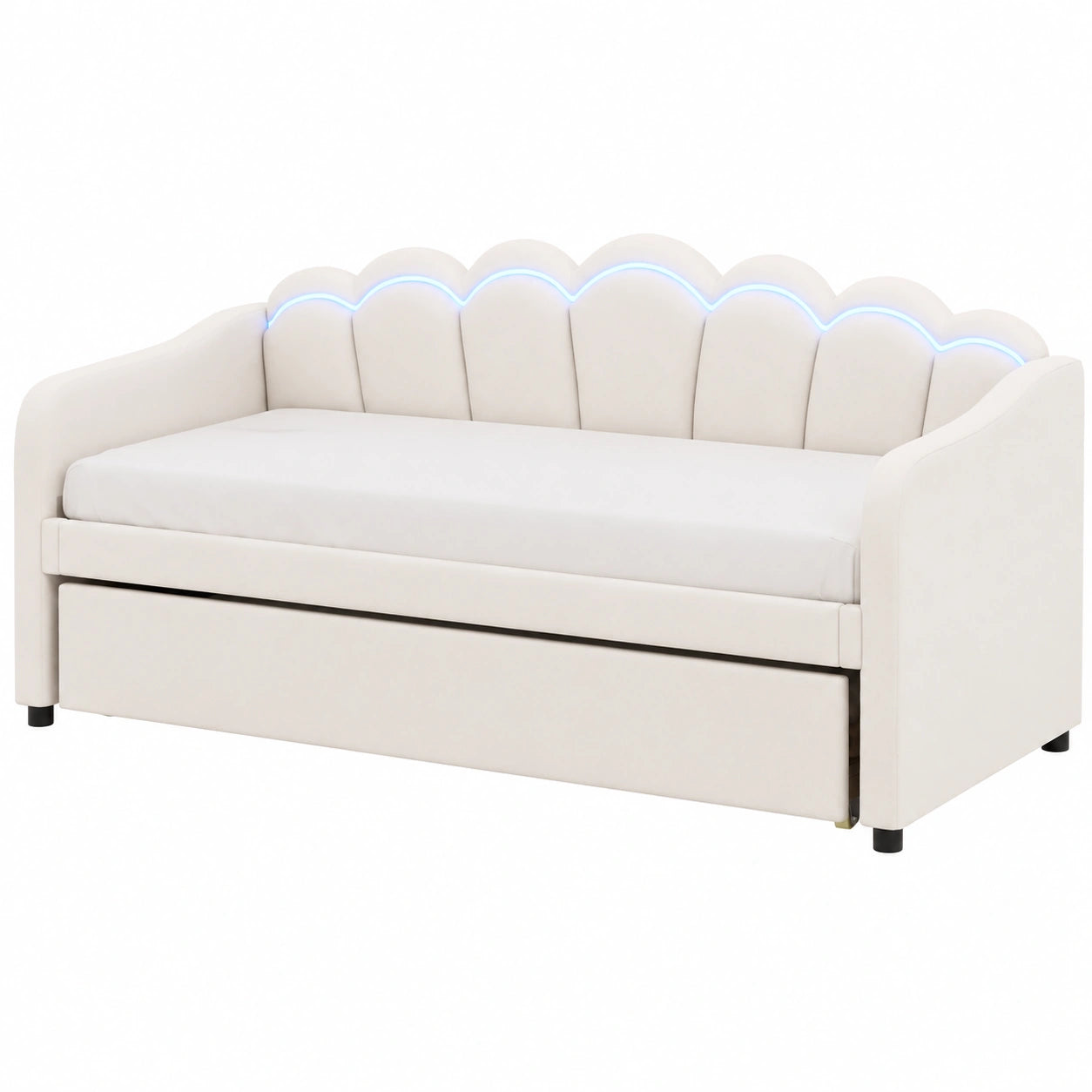 Canap¨¦-lit minimaliste 90x200 cm avec lit gigogne et lumi¨¨re ambiante