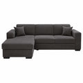 Canap¨¦ d'angle convertible 4 places avec coffre en velours c?tel¨¦ gris fonc¨¦