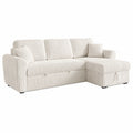 Canap¨¦ d'angle convertible r¨¦versible avec coffre en velours c?tel¨¦ beige