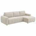 Canap¨¦ d'angle convertible tissu beige avec ouverture rapide - Angle droit