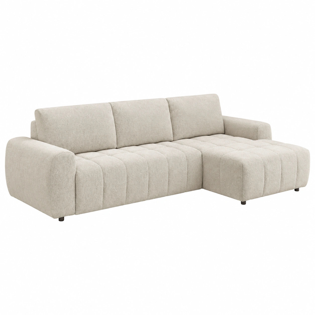 Canap¨¦ d'angle convertible tissu beige avec ouverture rapide - Angle droit