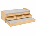 Lit gigogne avec rangements et tiroirs 90x200 cm en bois massif