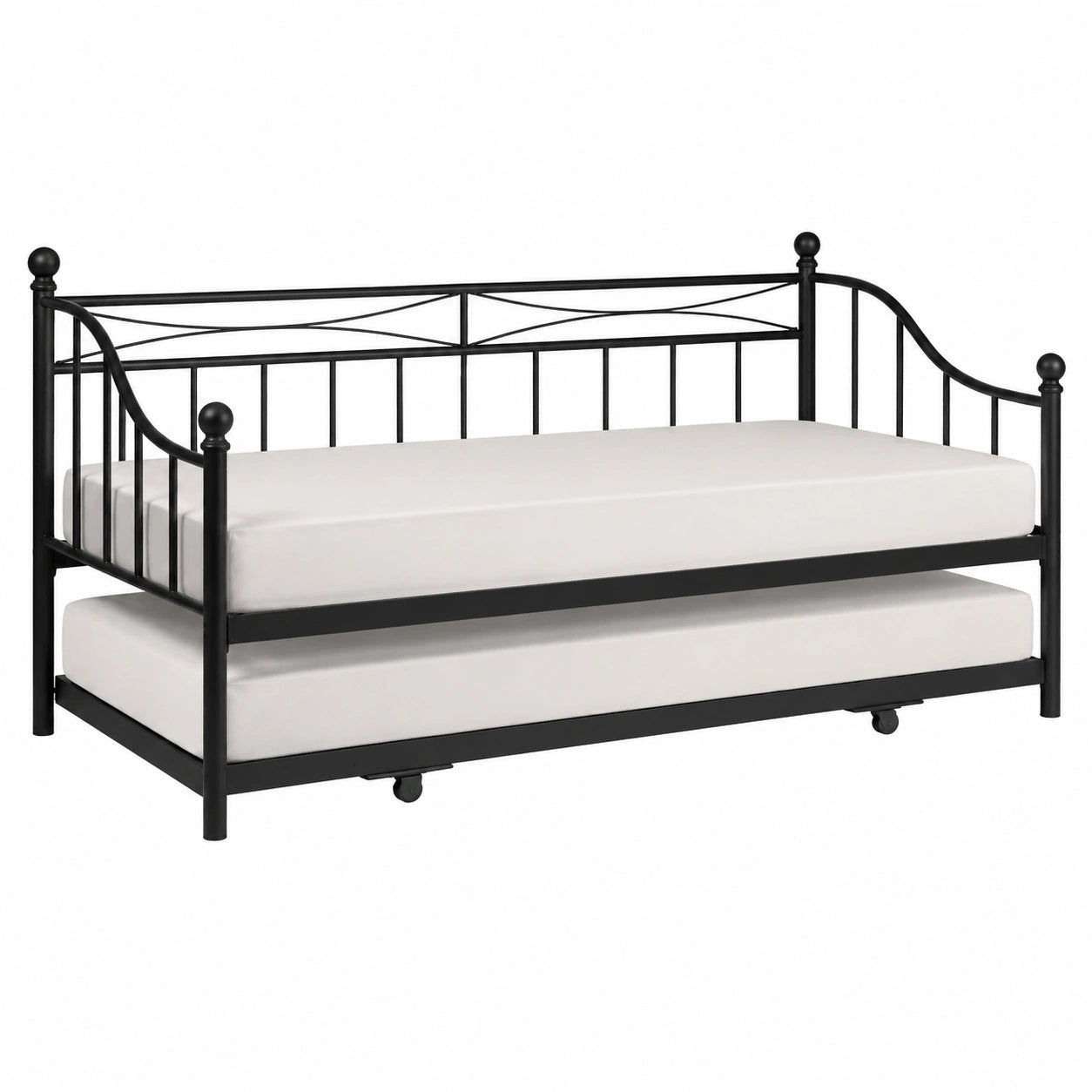 Lit banquette gigogne en m¨¦tal noir 90x190 cm