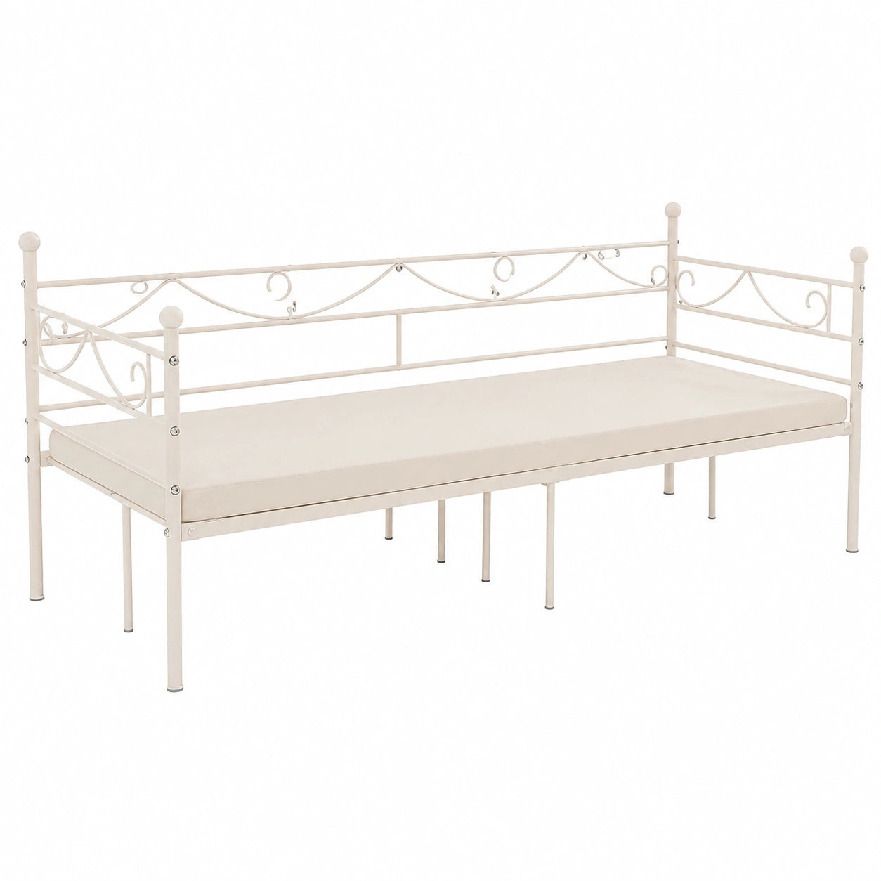 Cadre de Lit Simple en M¨¦tal Blanc pour Matelas 90x190 cm