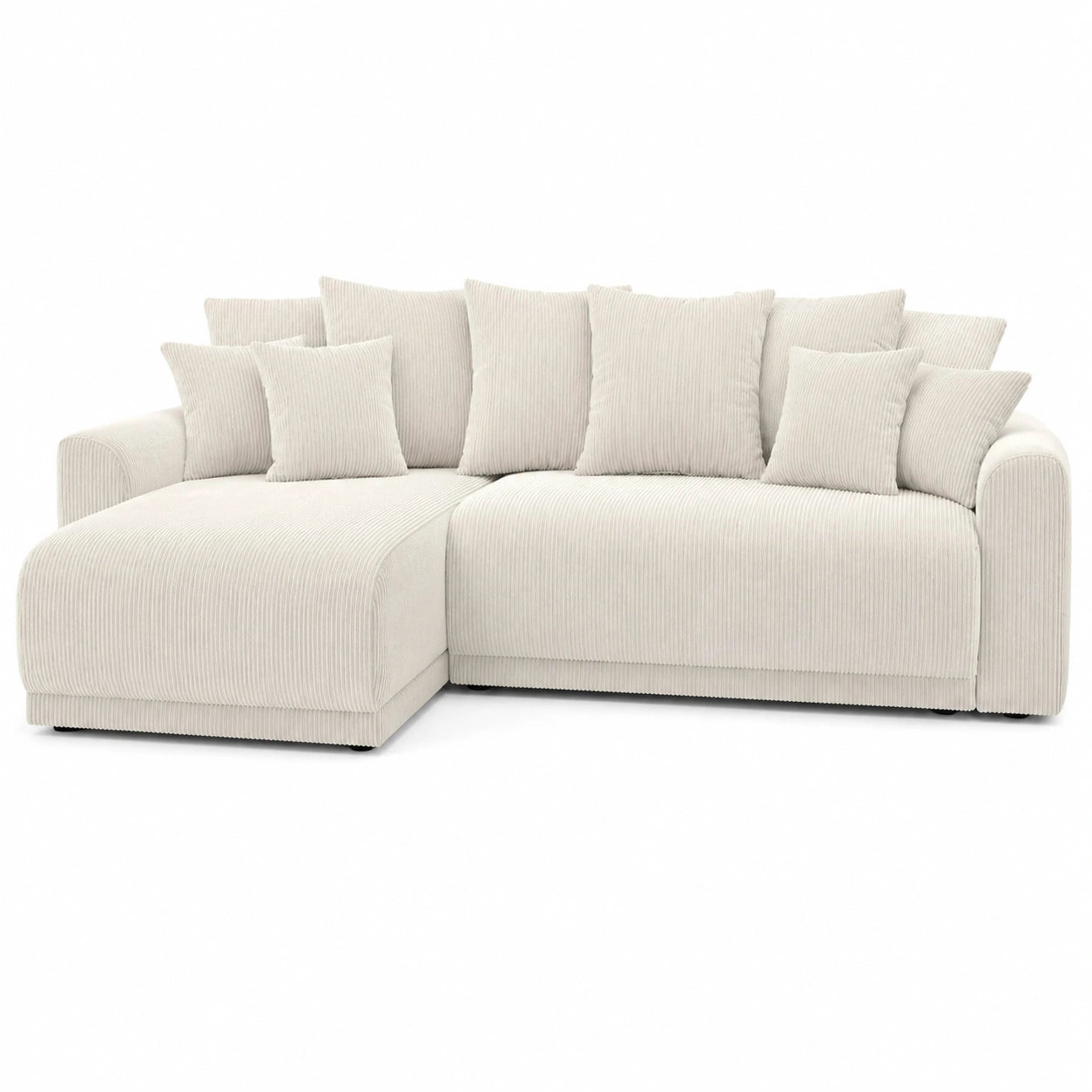 Canap¨¦ d'angle convertible 4 places en velours c?tel¨¦ beige
