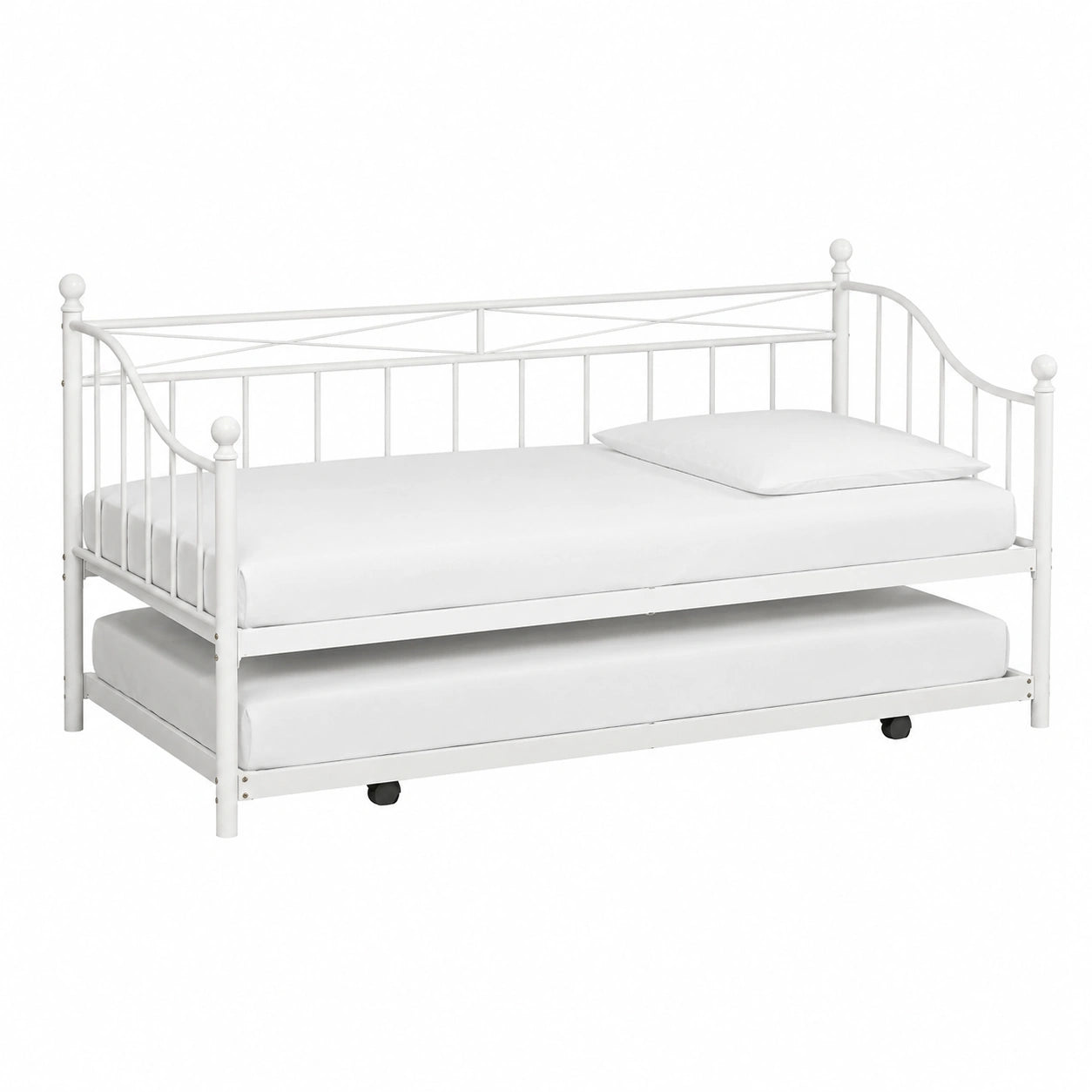 Lit gigogne en m¨¦tal blanc 90 x 190 cm