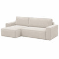 Canap¨¦ d'angle convertible r¨¦versible en velours c?tel¨¦ beige avec coffre