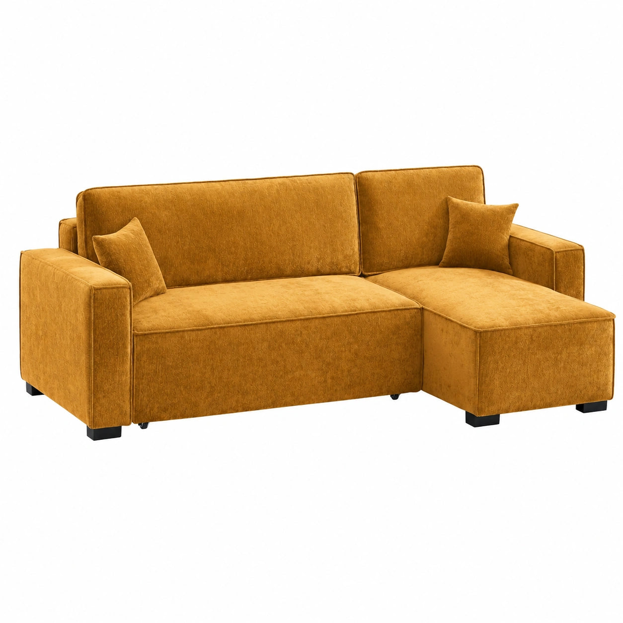 Canap¨¦ d'angle convertible r¨¦versible tissu jaune 4 places