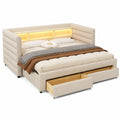 Canap¨¦-lit convertible avec tiroirs et ¨¦clairage LED beige