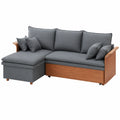 Canap¨¦ d'angle convertible 4 places avec coffre et angle r¨¦versible en tissu gris